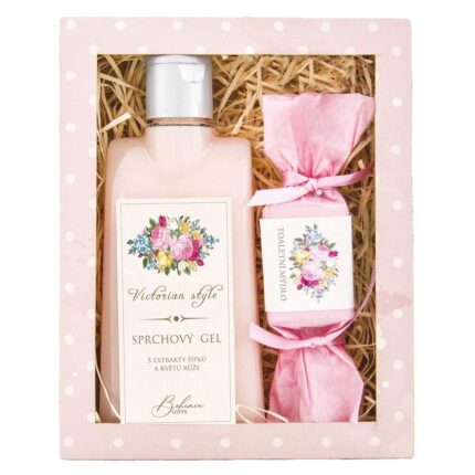 VICTORIAN STYLE DARILNI SET ZA ŽENSKE | GEL 200ML IN MILO 30G, VRTNICA
